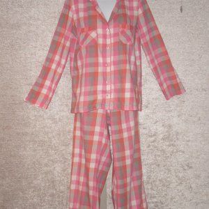 Darling Victoria's Secret Pink Gray, and White Plaid Cotton Pajamas sz Medium